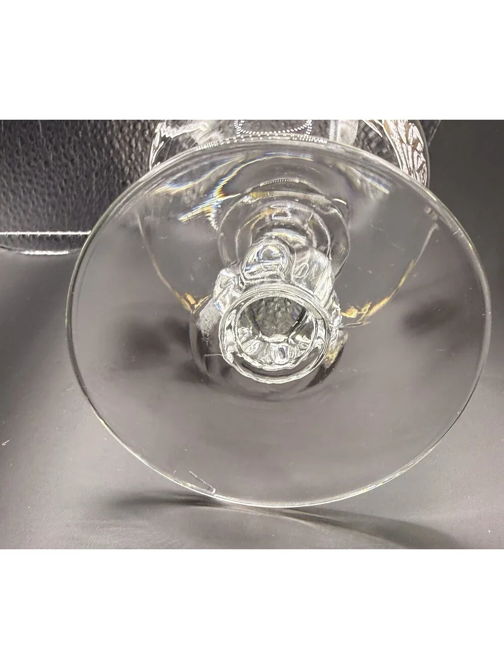 Vintage Libby Rose Set of 8 Clear Champagne Coupe Glasses Etched Gold Rim Floral